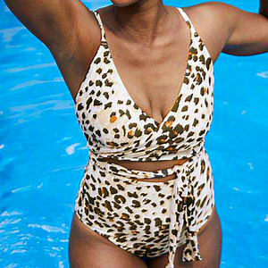 Aerie | Leopard Wrap One Piece Swimsuit‎